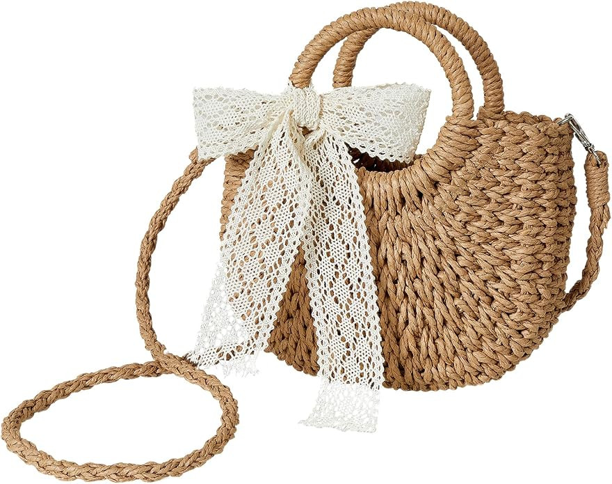 Womens straw crossbody bag Woven Beach Bag Shoulder Bags Top Handle Satchel Handbag Purse for Sum... | Amazon (US)