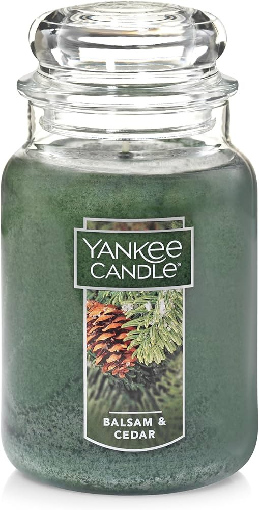 Yankee Candle Balsam & Cedar Scented, Classic 22oz Large Jar Single Wick Candle, Over 110 Hours o... | Amazon (US)
