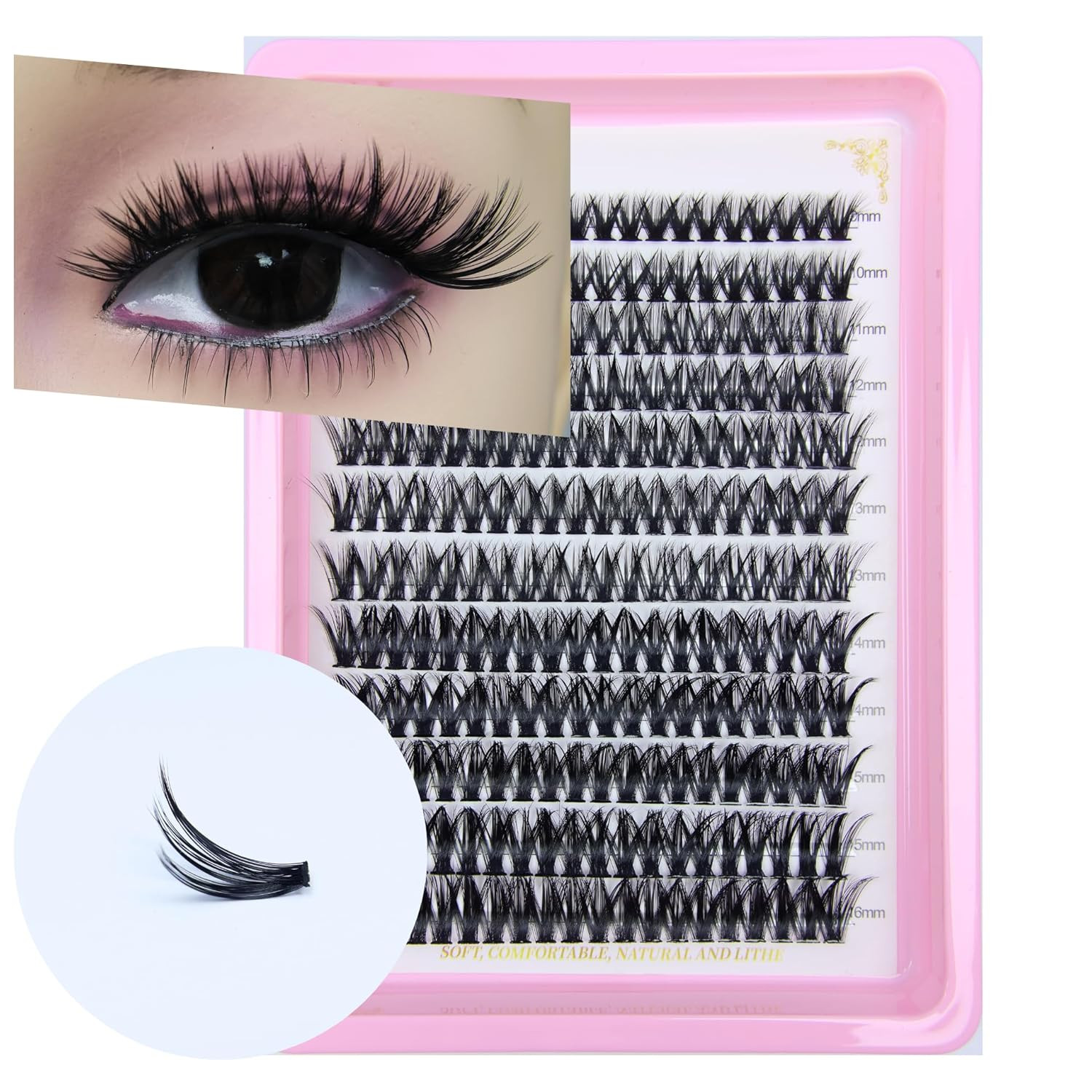 240 Pcs 10D Individual Lashes, C Curl 0.07mm Thick Soft False Eyelashes Clusters, Natural Wispy L... | Amazon (US)