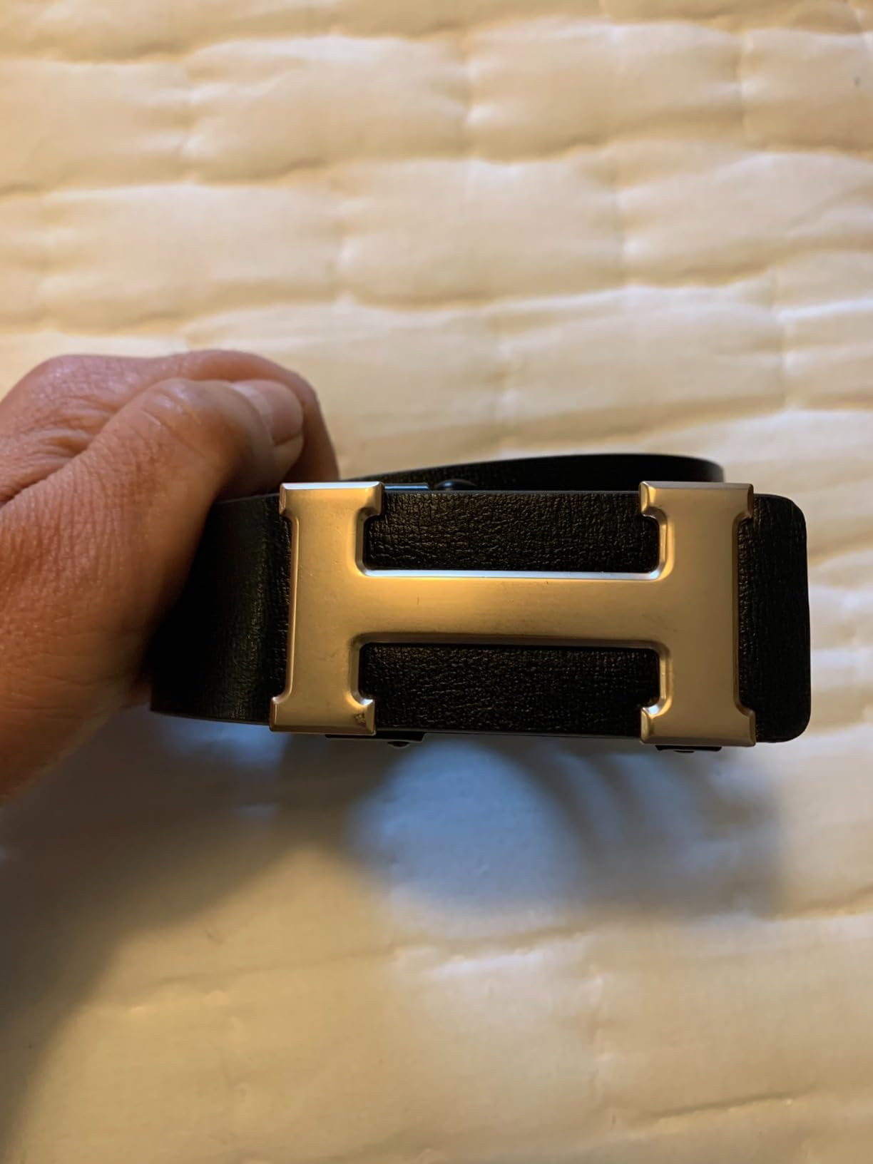 Men&Womens Leather Dress Belt Business Automatic Buckle Belt Color-Black Silver Gold | Amazon (US)