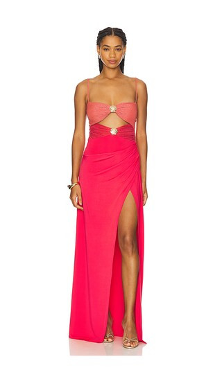 Nika Maxi Dress in Pink And Coral Shine | Revolve Clothing (Global)