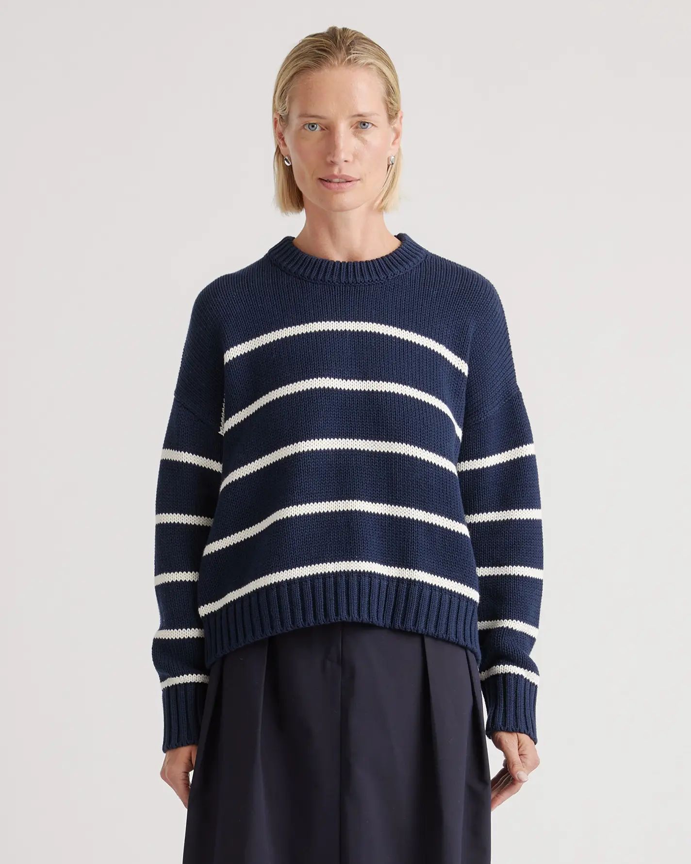 100% Organic Cotton Striped Crew Sweater | Quince