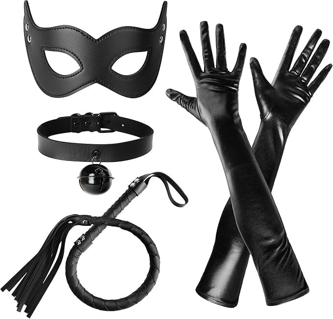 4/6Pcs Halloween Cat Woman Costume Accessories, Black Cat Mask Cosplay Costume for Women, Faux Le... | Amazon (US)