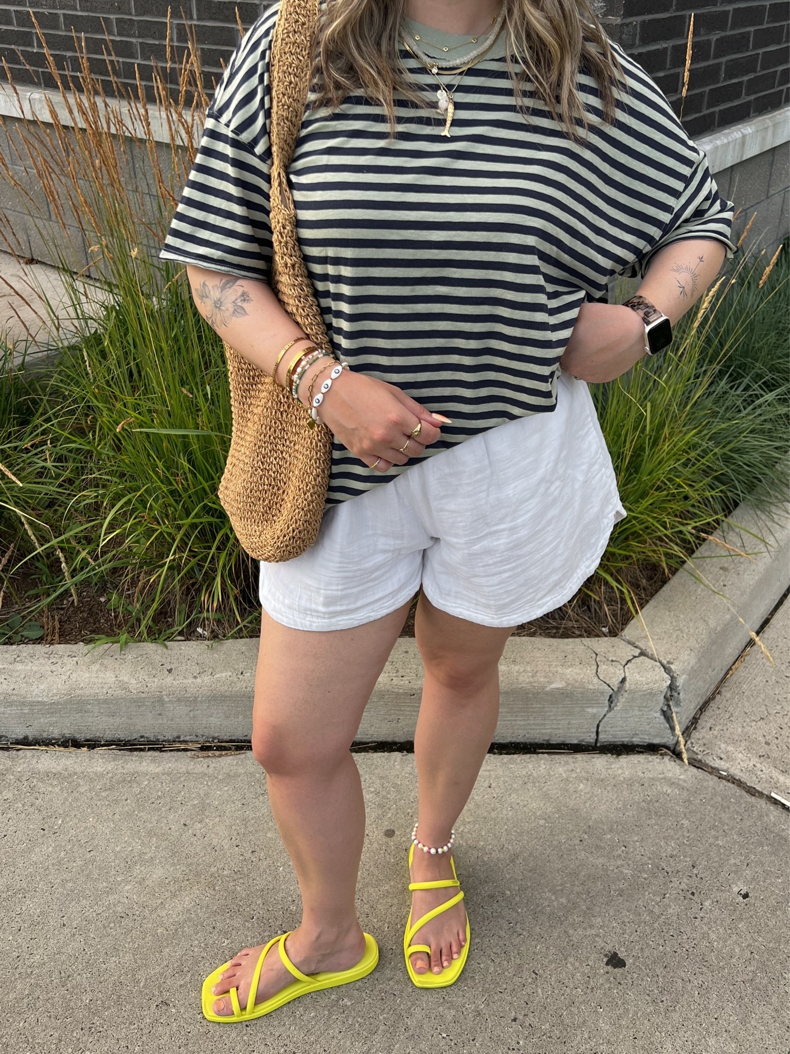 Comfy summer ootd! Wearing my usual size L in the striped tee. Linked similar white shorts. Crocs sandals are super comfy, I’m a 9.5-10 and wear a 10

#LTKsummer #LTKstyletip #LTKmidsize