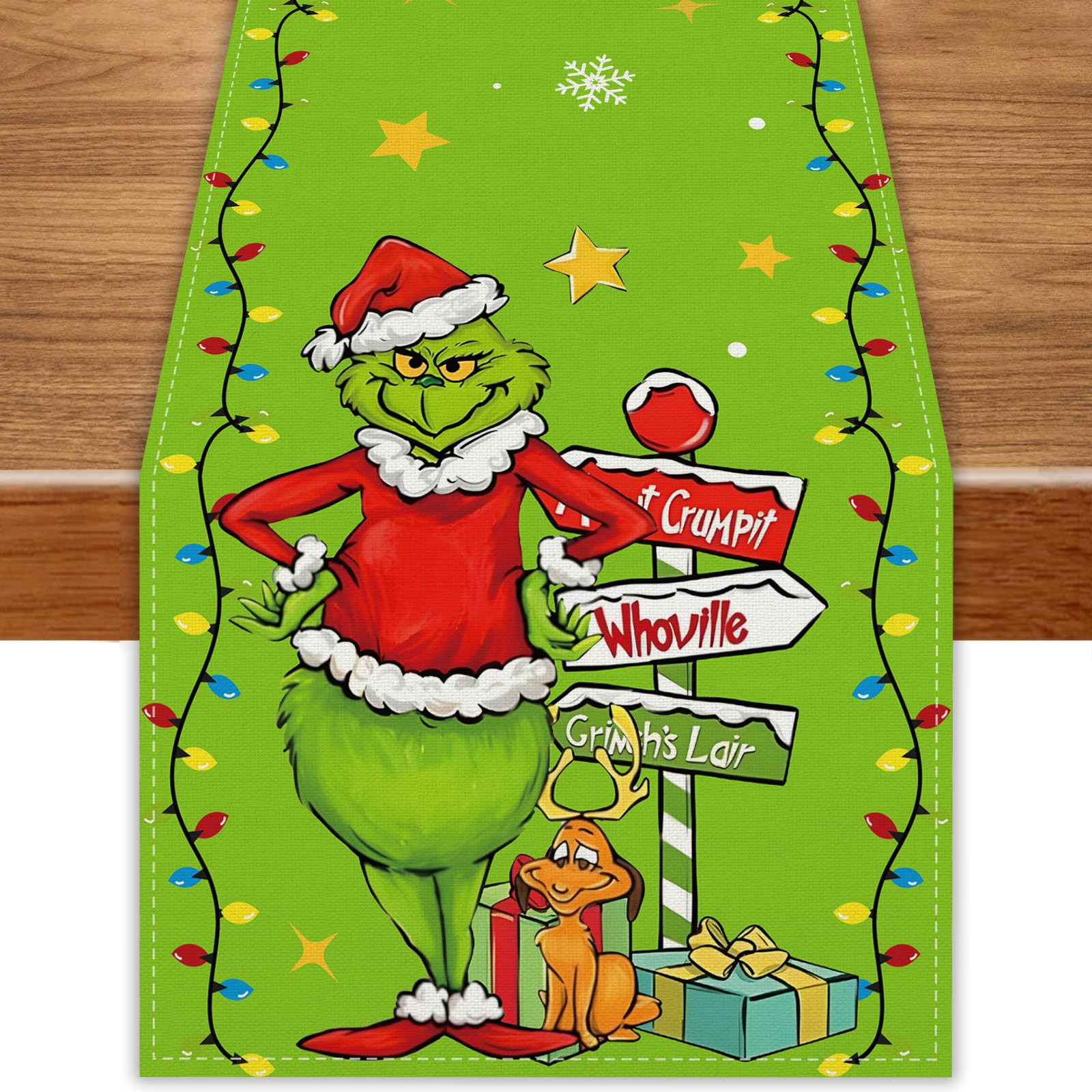 Linen Green Christmas Table Runner Merry Christmas Tablecloth Xmas Winter Holiday Home Kitchen Di... | Amazon (US)