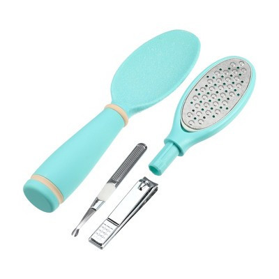 Unique Bargains 4 in 1 Dead Skin Remover Pedicure Kit ABS Stainless Steel Foot File Light Green | Target