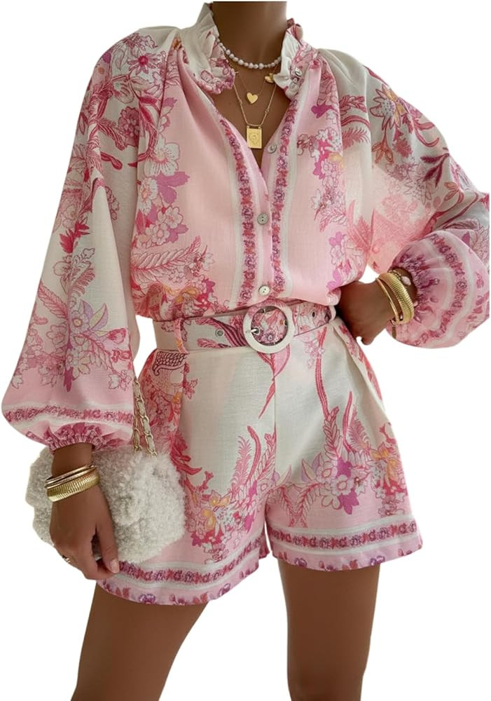 Women's Fashion Printed Linen Loungewear Collection Breathable Casual Two Piece Outfits for Daily... | Amazon (US)