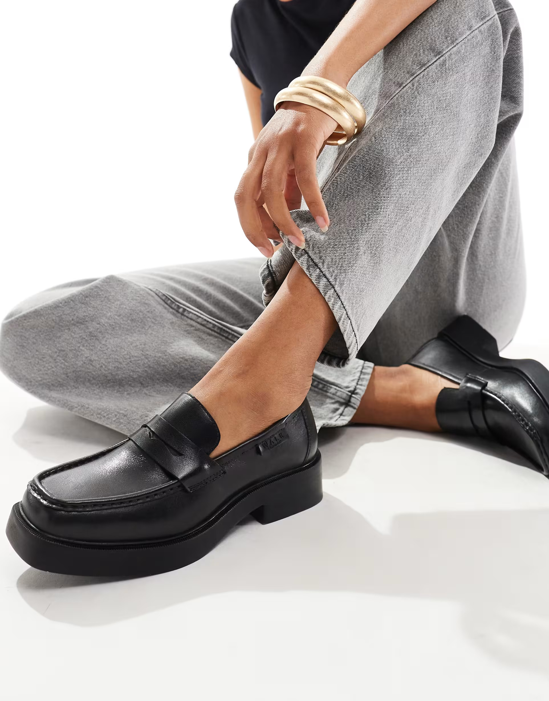Walk London Taylor saddle loafers in black leather | ASOS (Global)