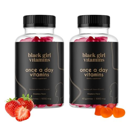 Black Girl Vitamins Once a Day - Womens Multivitamin Gummy - Vitamin A, B, C, E and Zinc. Multivitamin for Women, Immune Support. Vegan, Gluten-Free. Made in The USA (60 Day Supply, Strawberry) | Amazon (US)