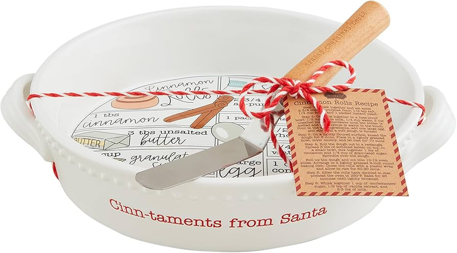 Mud Pie Cinnamon Roll Recipe Baker; baker 2" x 9" dia | spatula 4" | card 3" x 2 1/4" | Amazon (US)