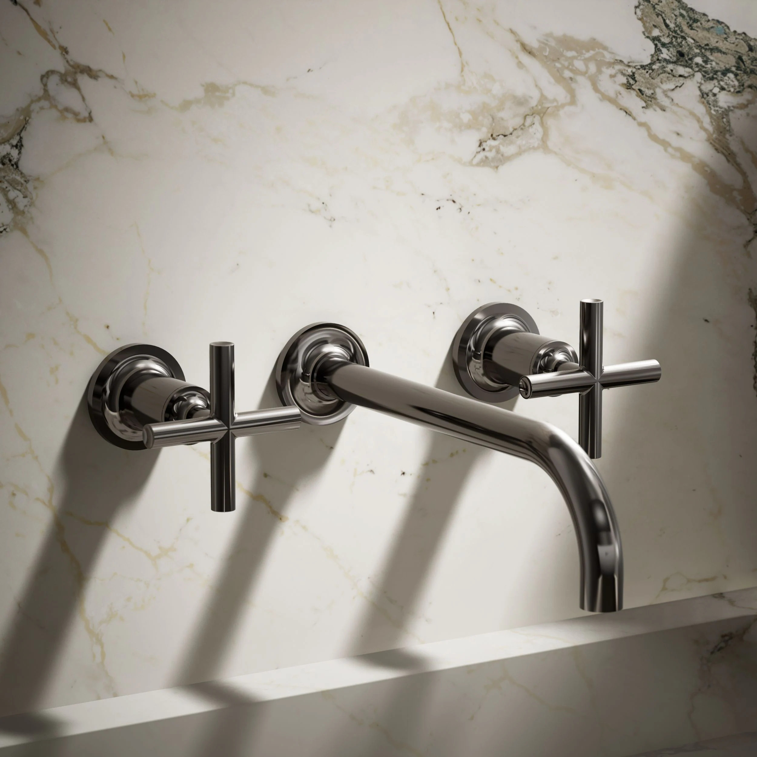 KOHLER Purist Vibrant Titanium Wall-mount 2-handle WaterSense High-arc Residential Handle Bathroom Sink Faucet one_size | T14414-3-TT | Lowe's
