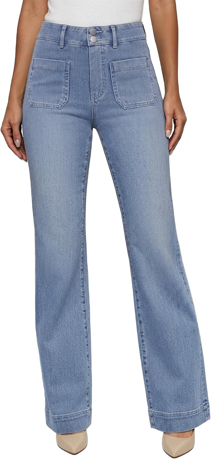 FireSwan Straight Leg Jeans for Women High Waist Stretchy Denim Pant Trendy | Amazon (US)
