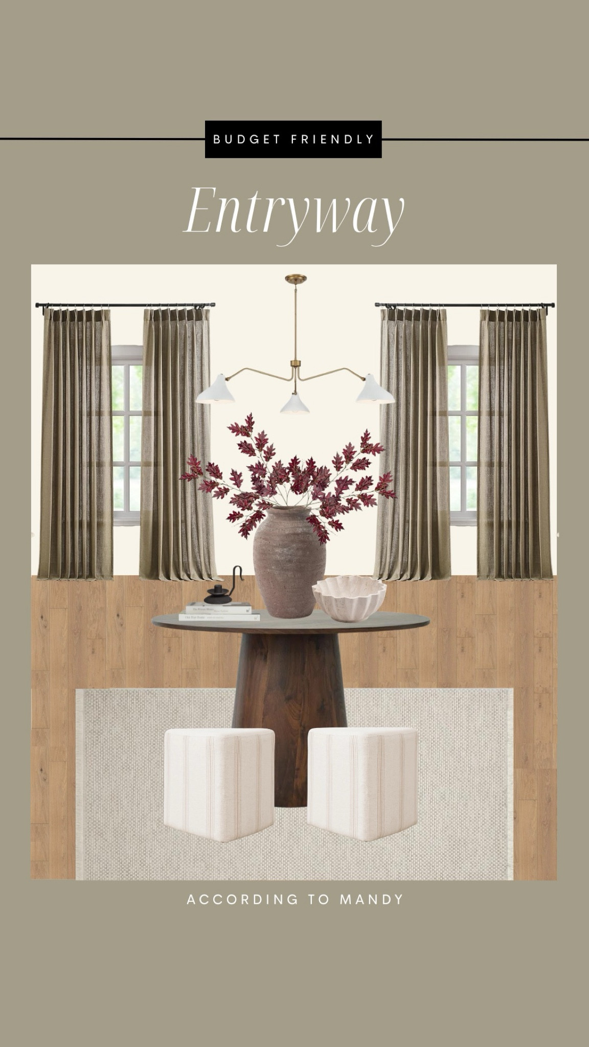 Curated Budget Friendly Entryway!

entryway design, entryway inspo, travertine bowl, books, ottoman, mcgee & co, amazon curtains, budget friendly home finds, amber lewis, loloi rug

#LTKStyleTip #LTKHome