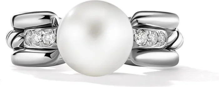 DY Madison® Pearl Ring in Sterling Silver with Pavé Diamonds | Nordstrom