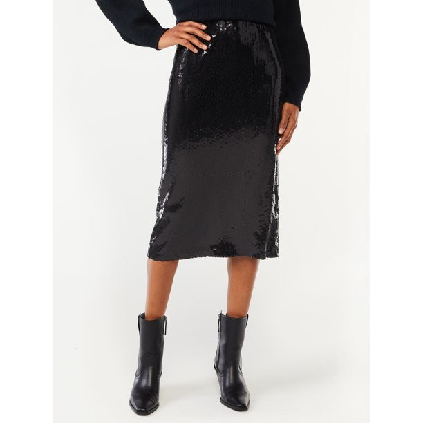 Scoop Women's Sequin Midi Pencil Skirt - Walmart.com | Walmart (US)