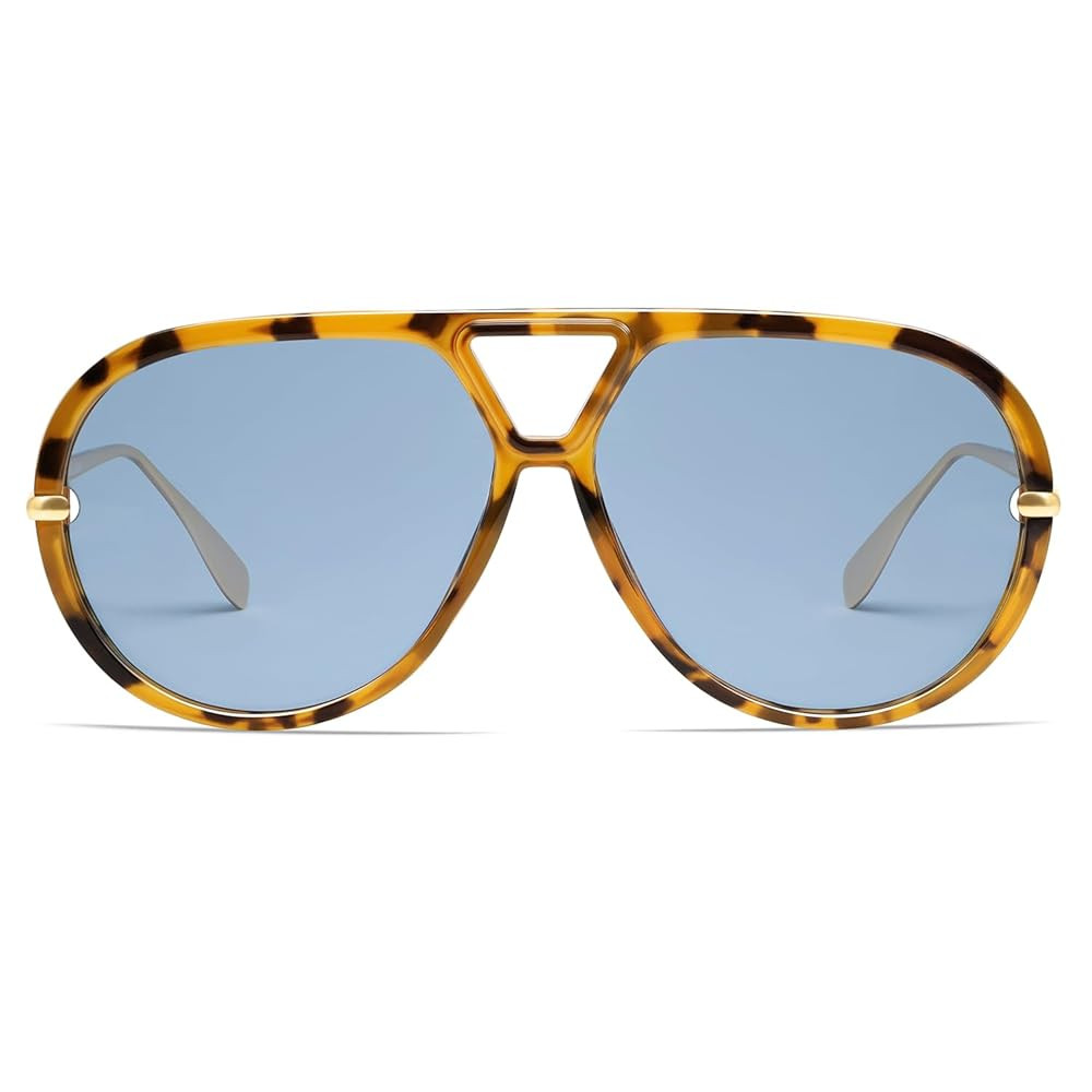 VANLINKER Trendy Polarized Aviator Sunglasses for Women Men Retro Oversized Round Sunglasses Vint... | Amazon (US)