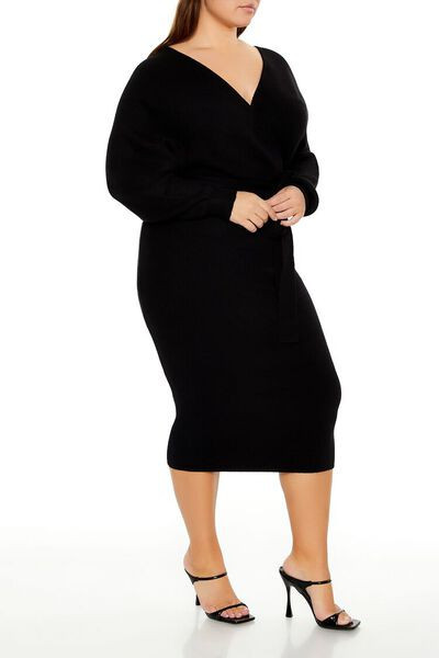 Plus Size Surplice Midi Sweater Dress | Forever 21