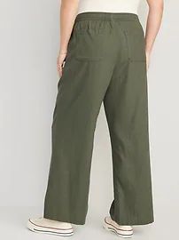 High-Waisted Linen-Blend Wide-Leg Pants for Women | Old Navy (US)