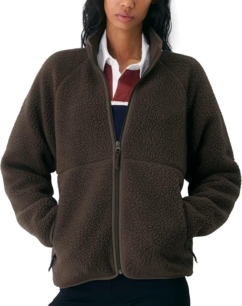 Hixiaohe Womens Fuzzy Fleece Jacket Fall Winter Warm Long Sleeve Sherpa Coats Casual Full Zip Up ... | Amazon (US)