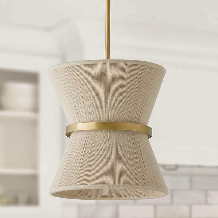 Capital Lighting Cecilia 12" Wide Brass and Bleached White Pendant | Lamps Plus