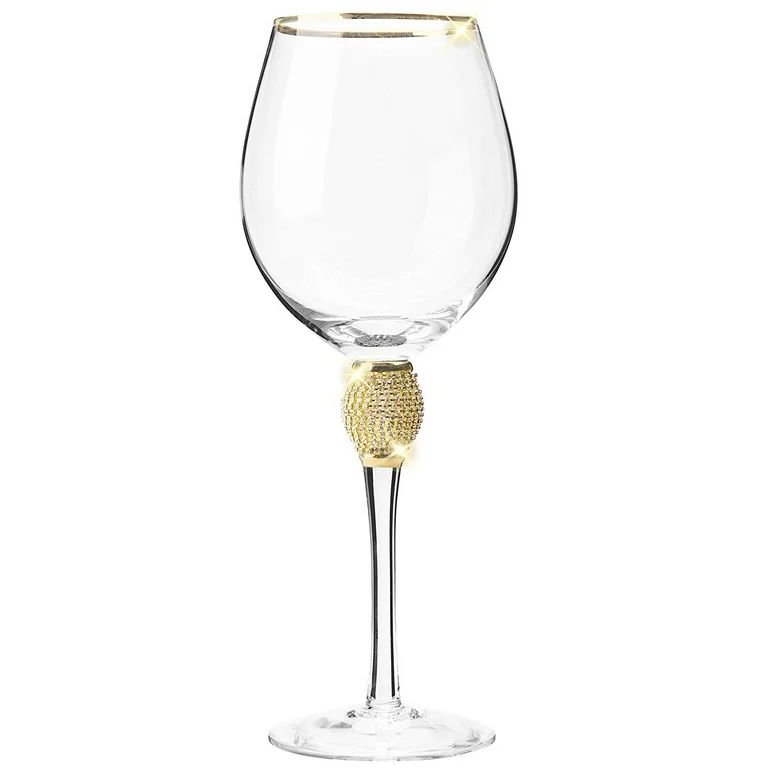 Berkware Red Wine Glass with Rhinestone Design and Gold Rim (Set of 6) | Walmart (US)