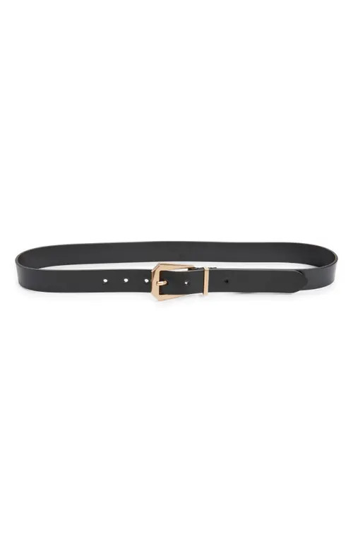 AllSaints Western Hex Leather Belt in Black /Antique Brass at Nordstrom, Size Small | Nordstrom