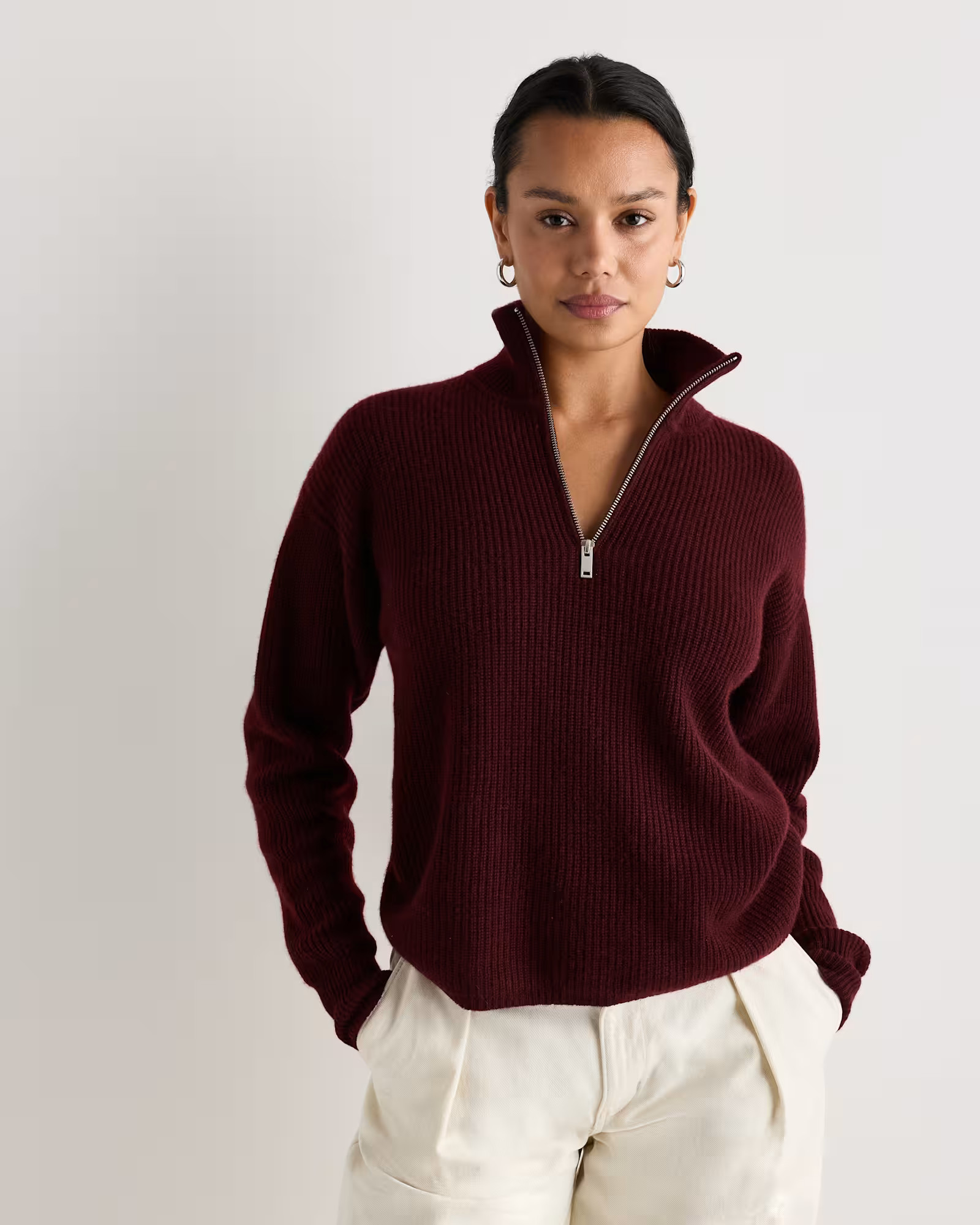 Mongolian Cashmere Fisherman Quarter Zip Sweater | Quince