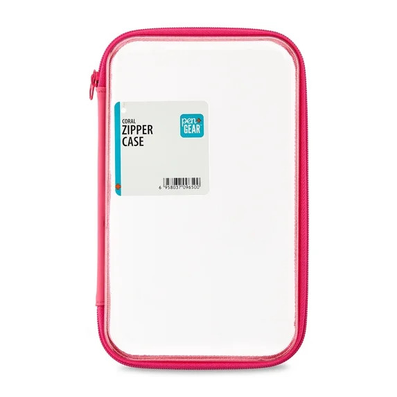 Pen+Gear Clear Zipper Case, Pink Pencil Box for Middle School | Walmart (US)