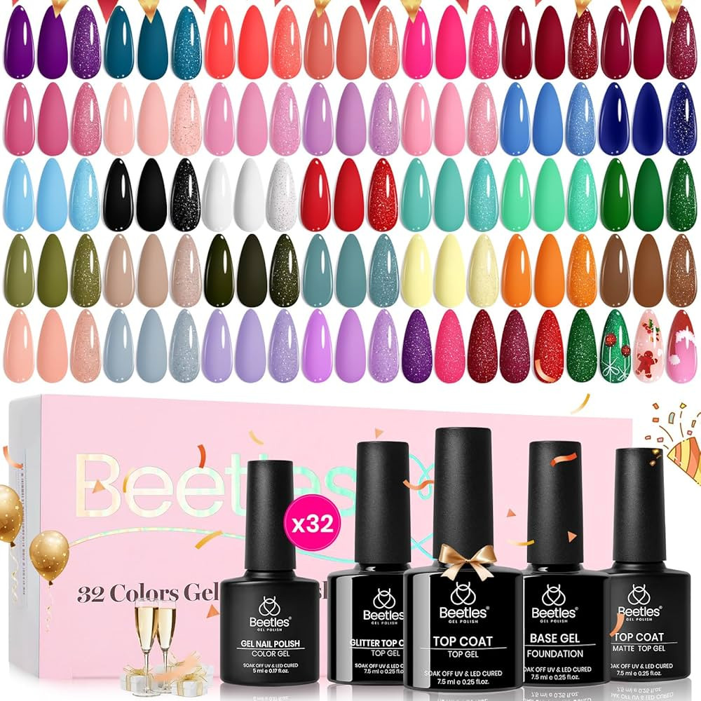 Beetles Gel Nail Polish Set 36 PCS- Spring New Year Gel Polish 32 Colors with Base Top Coat Soak ... | Amazon (US)