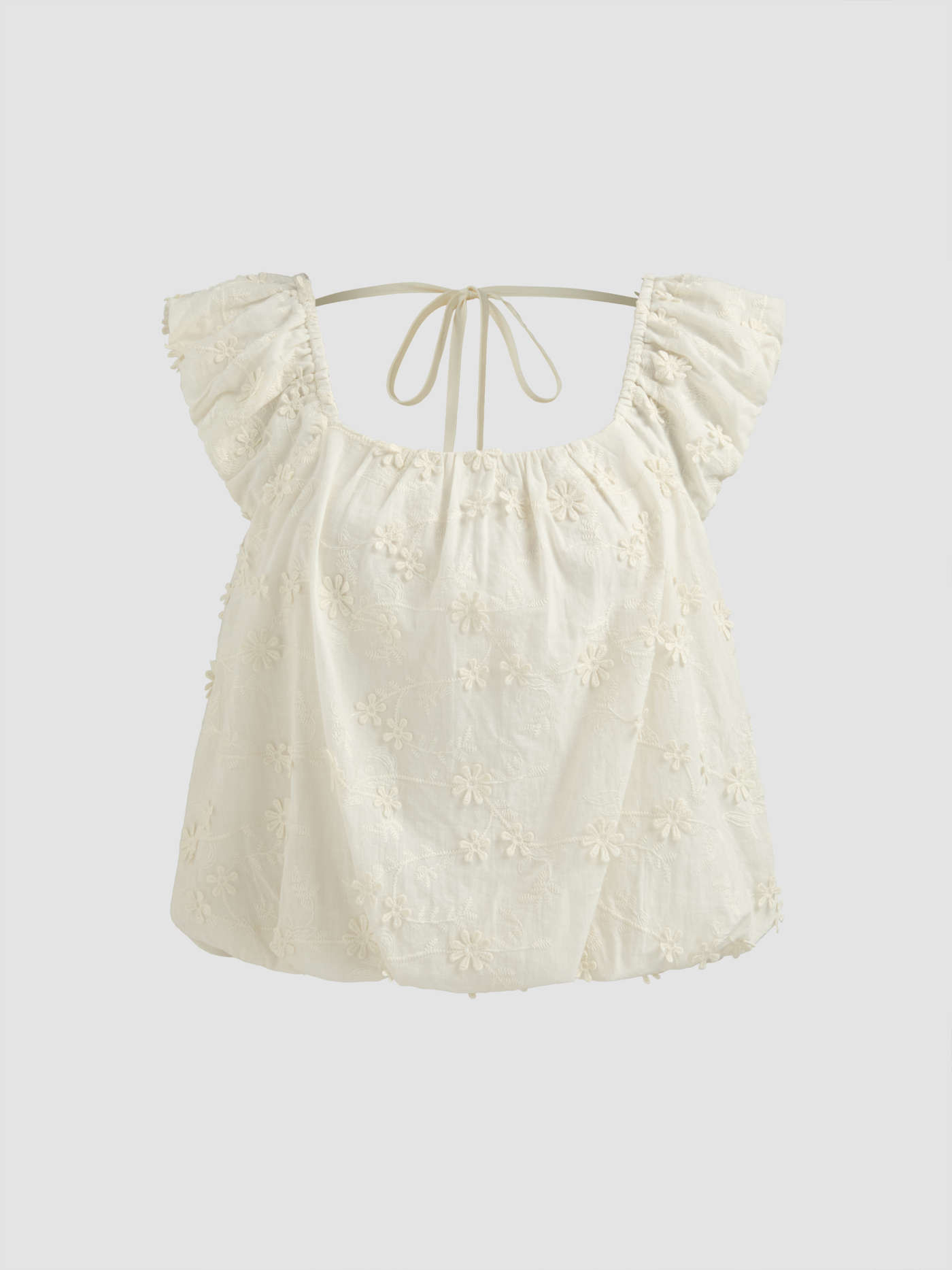 Vacation Summer Tops Babydoll Tops Woven Cotton 100% Cotton Scoop Neckline Floral Embroidery Soli... | Cider