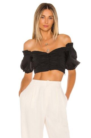 L'Academie The Marjori Crop Top in Black from Revolve.com | Revolve Clothing (Global)