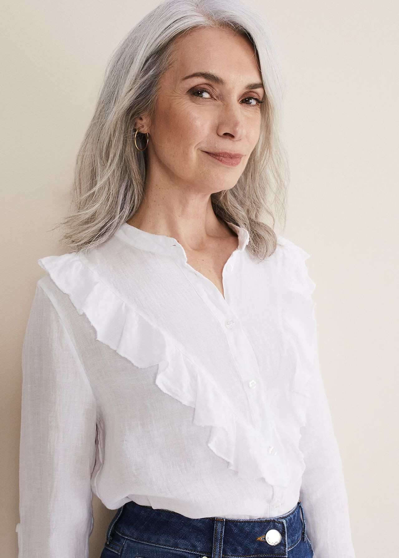 Enid Frill Front Linen Blouse | Phase Eight (UK)