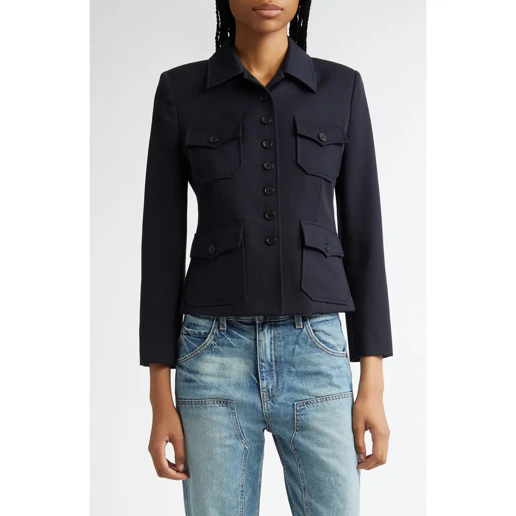 Nili Lotan Jamison Virgin Wool Jacket in Midnight at Nordstrom, Size 0 | Nordstrom