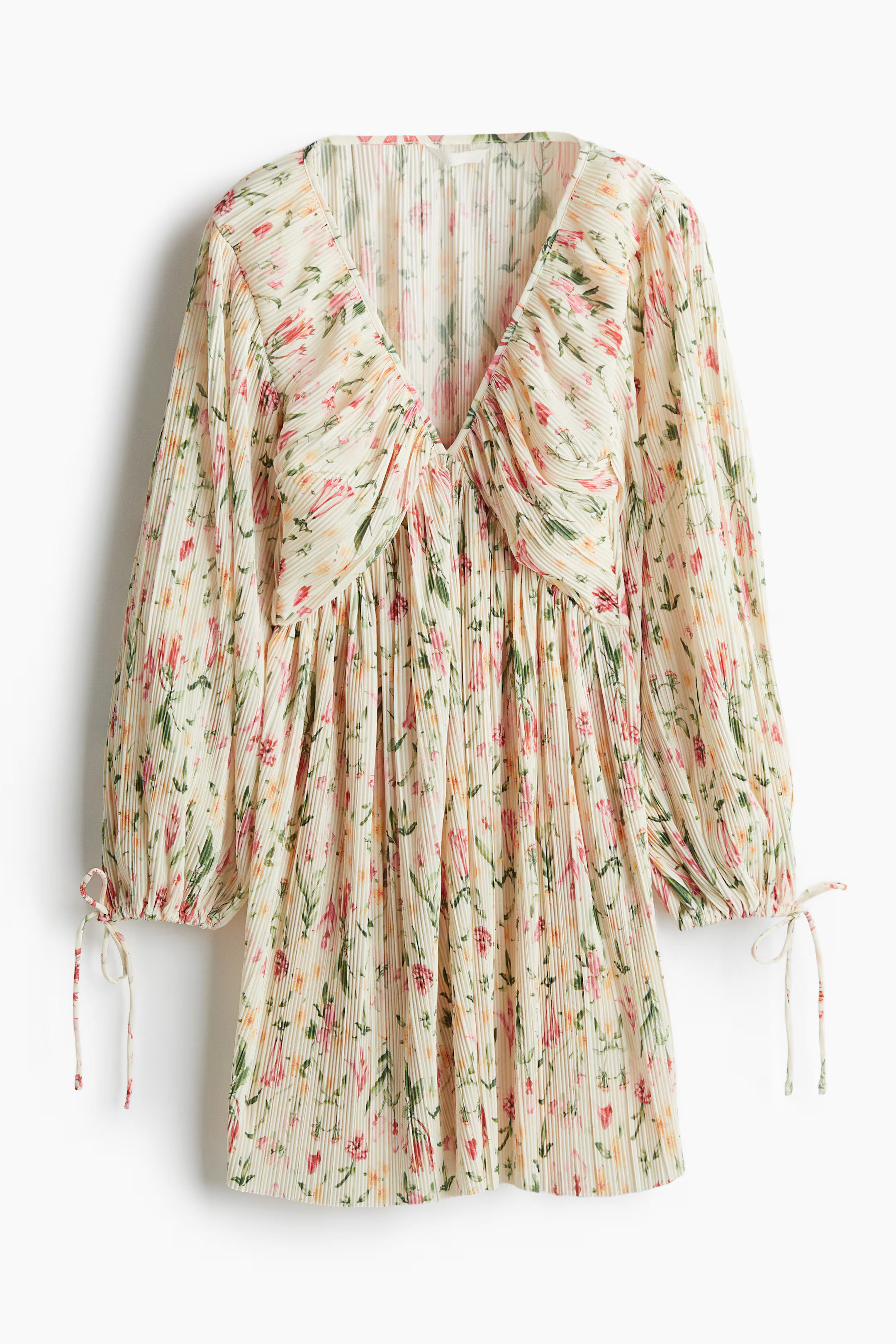 Plissé dress - Cream/Floral - Ladies | H&M GB | H&M (UK, MY, IN, SG, PH, TW, HK)