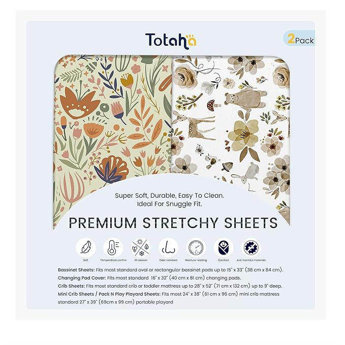 TotAha Crib Sheets for Boys Girls, Buttery Soft Crib Mattress Fitted Sheet, Super Stretchy Jesery... | Amazon (US)