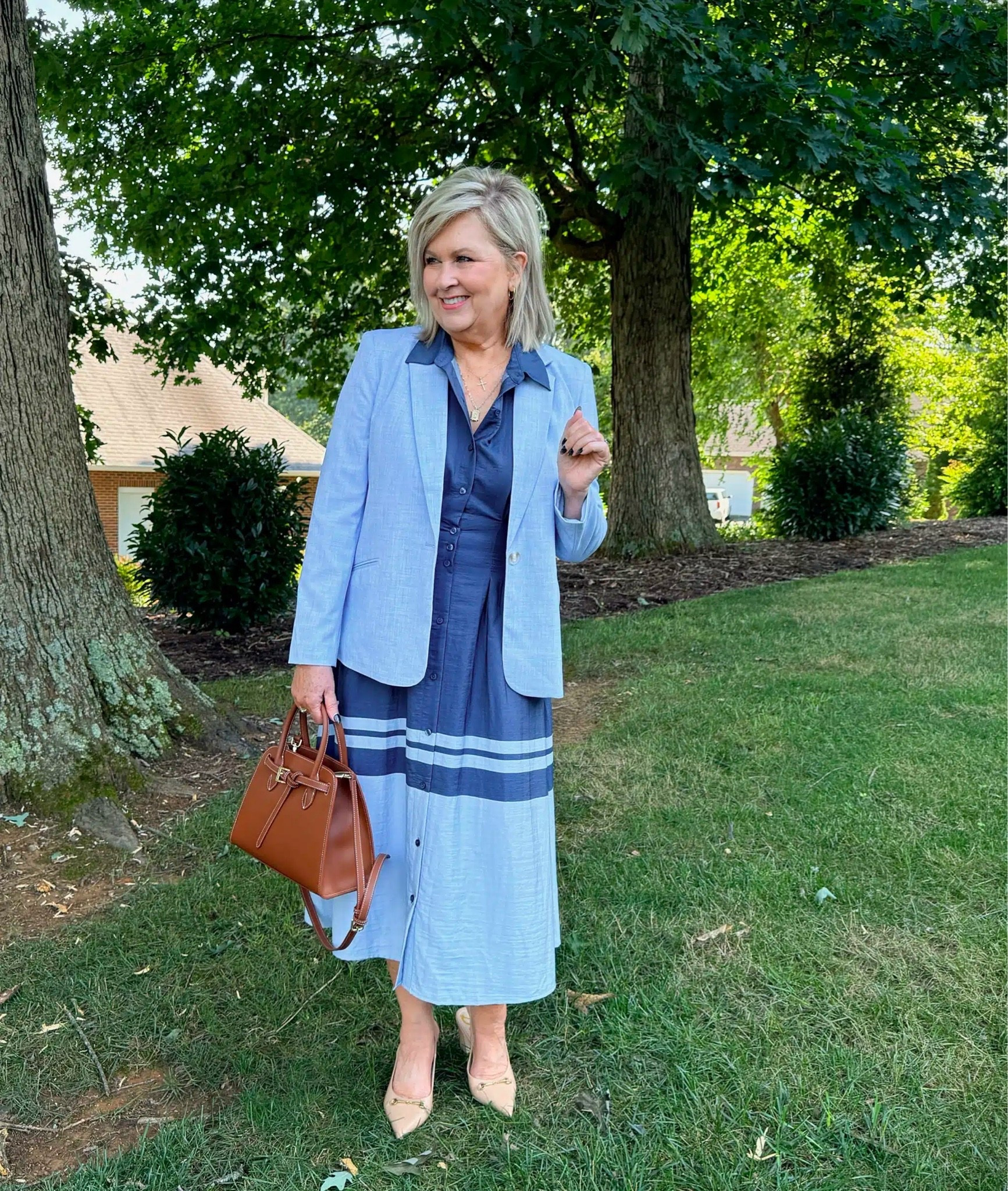 Look polished and put-together with this two-toned shirt dress and lined classic one button blazer from @kohls 
#kohlspartner #kohls # kohlsfinds

#LTKOver40