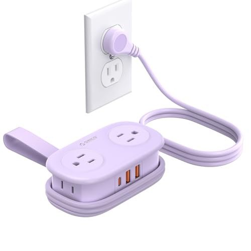 ORICO Purple Travel Power Strip PD20W with 4 AC Outlets 3 USB Ports (1 USB-C), 4FT Flat Plug Extension Cord, Compact Portable Design for Business Travel, Cruise Ship Essentials-AP3 | Amazon (US)