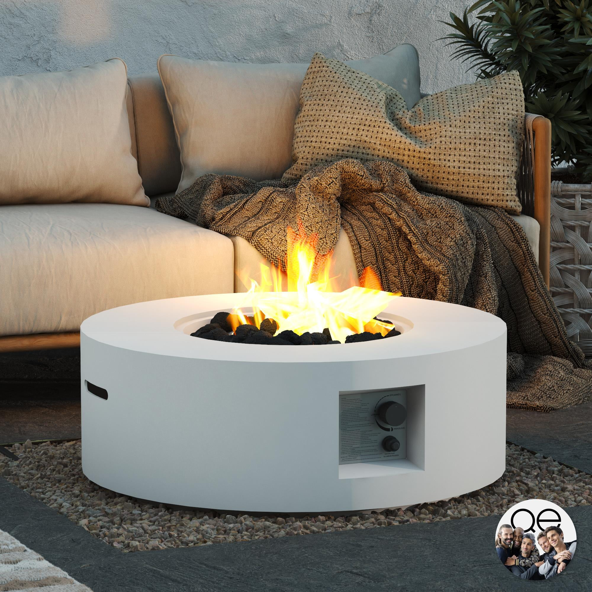 Queer Eye Finley 30" Fire Pit, Classic White - Walmart.com | Walmart (US)