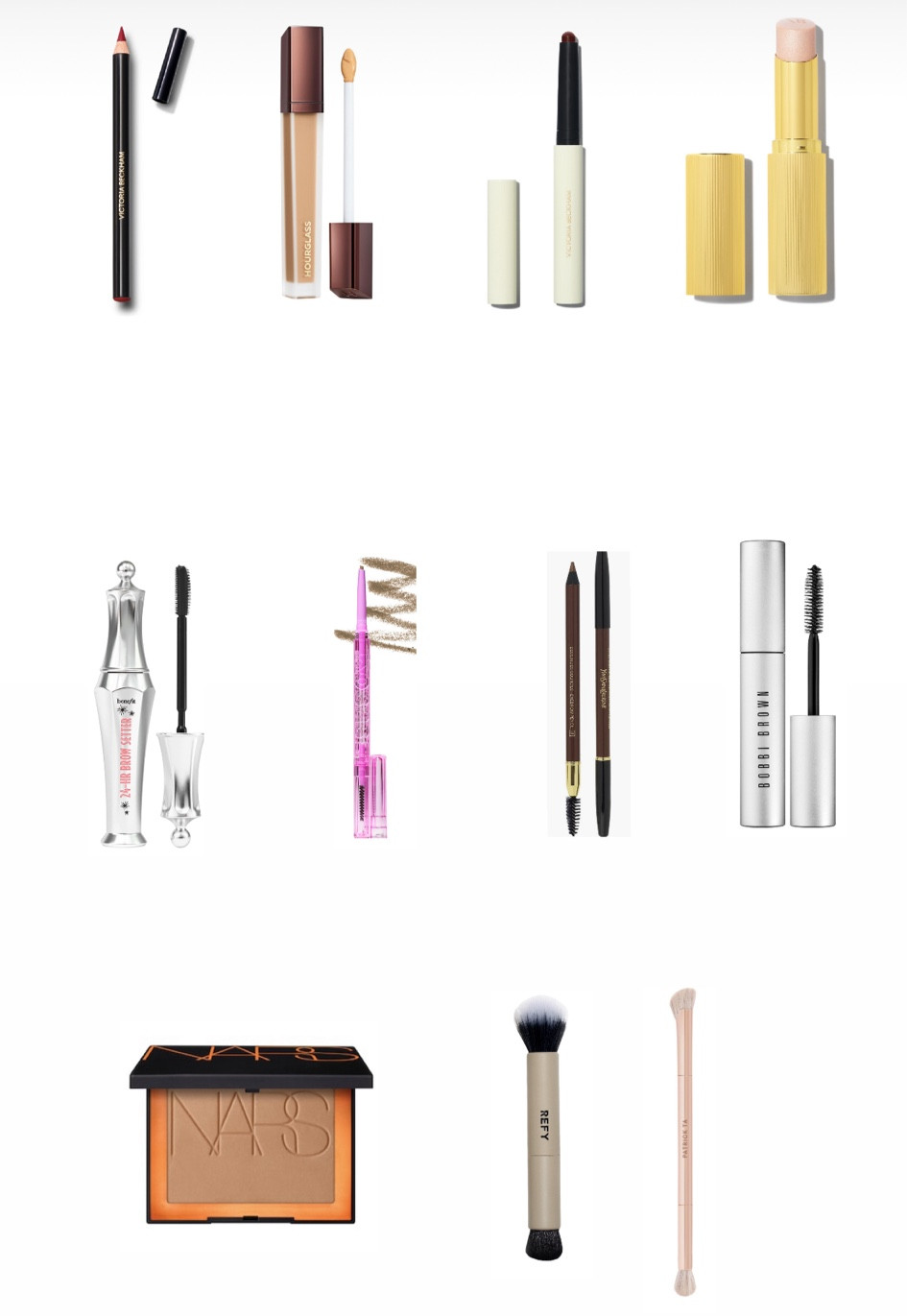 KOSAS EYEBROW: taupe
VB HIGHLIGHT: 
YSL PENCIL: dark brown
VB STYLUS: marble
VB LIPLINER: shade 2
VB HIGHLIGHT: pearl 
NARS: Laguna 
HOURGLASS: cedar 


#LTKBeauty #LTKFindsUnder50