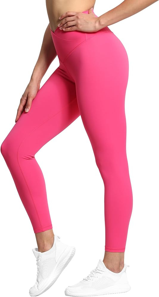 THE GYM PEOPLE Womens' V Cross Waist Yoga Leggings with High Waisted Tummy Control | Amazon (US)