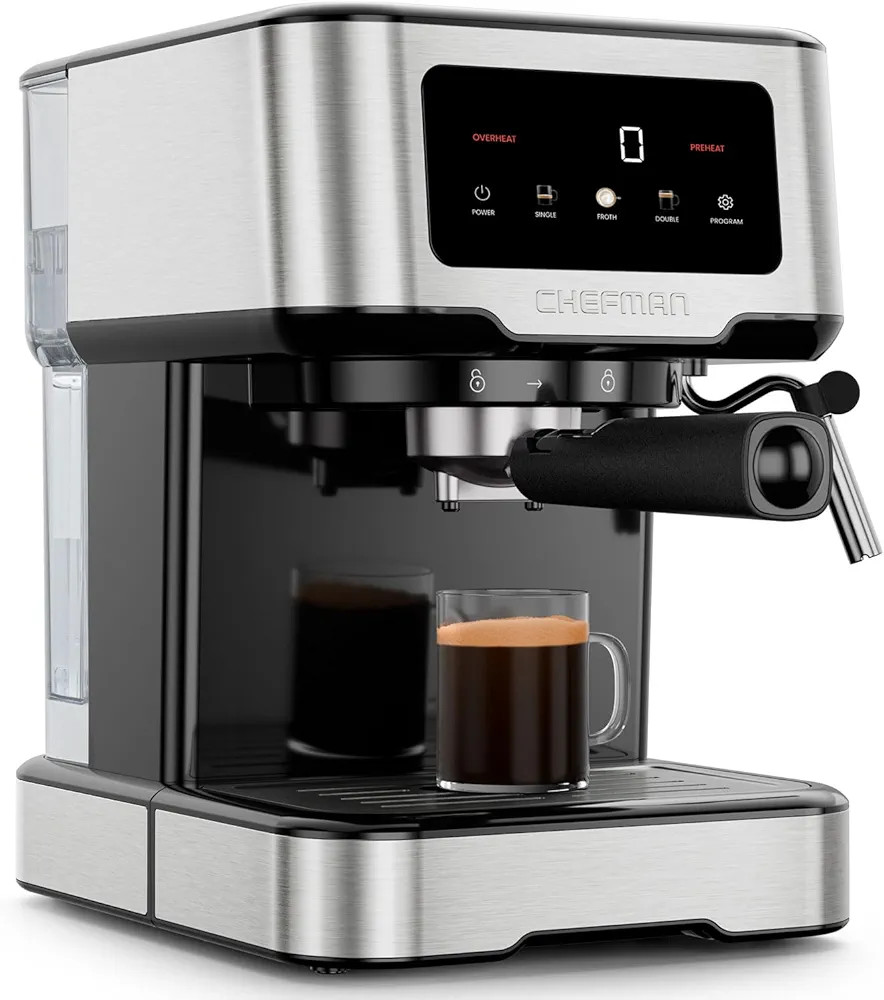 Chefman CraftBrew Espresso Machine, 15-Bar Pump Digital Espresso Maker w/Steam Wand for Latte & C... | Amazon (US)