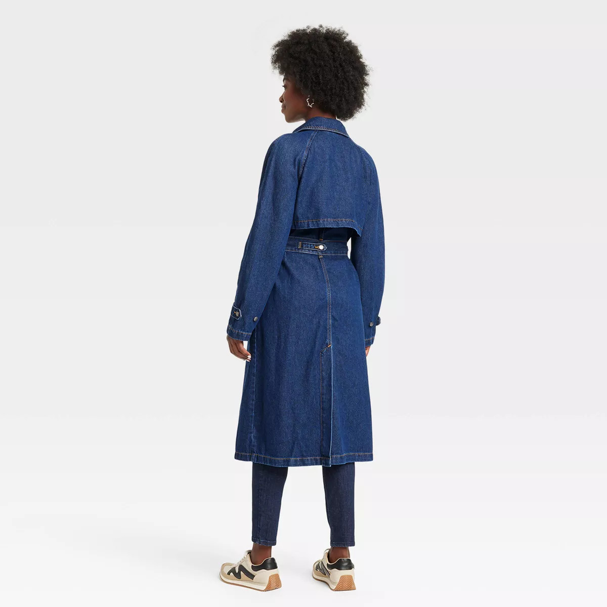 Women's Denim Trench Coat - Universal Thread™ Dark Wash S | Target