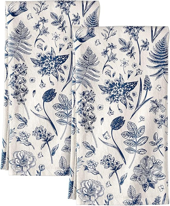 Flour Sack Kitchen Towels - Set of 2 Cotton Dish Towels with Hanging Loop Decorative 16x26 Inch A... | Amazon (US)