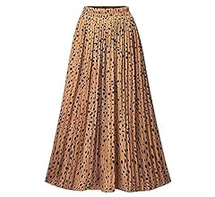 Womens Skirt Leopard Print Midi Long Shirring Skirts High Waisted A Line Skirts | Amazon (US)
