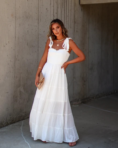 Latana Smocked Tiered Jumpsuit - White | VICI