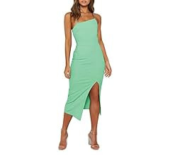LYANER Women's Spaghetti Straps Split Hem Sleeveless Zipper Bodycon Midi Dress | Amazon (US)