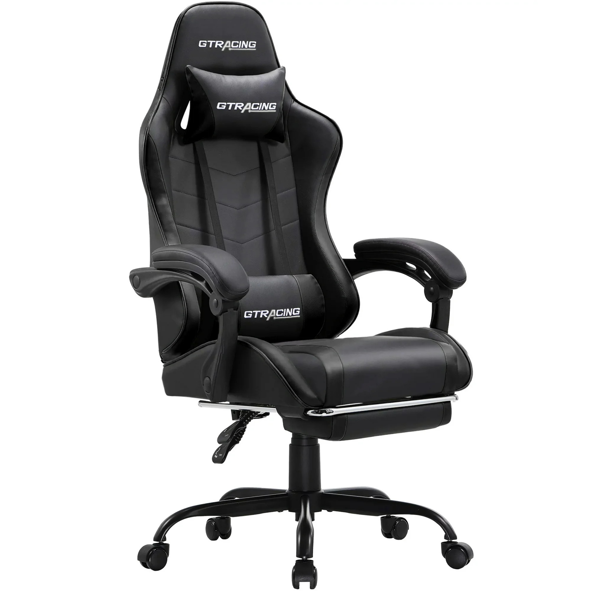 GTRACING Ergonomic GTWD-200 Gaming Chair with Adjustable Pillows and Footrest, Black | Walmart (US)