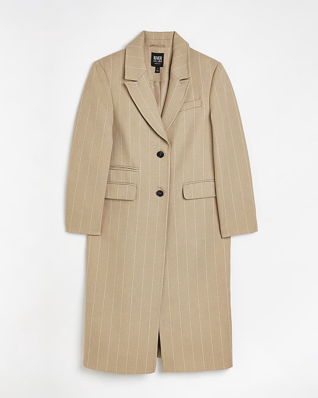 Beige stripe longline coat | River Island (UK & IE)
