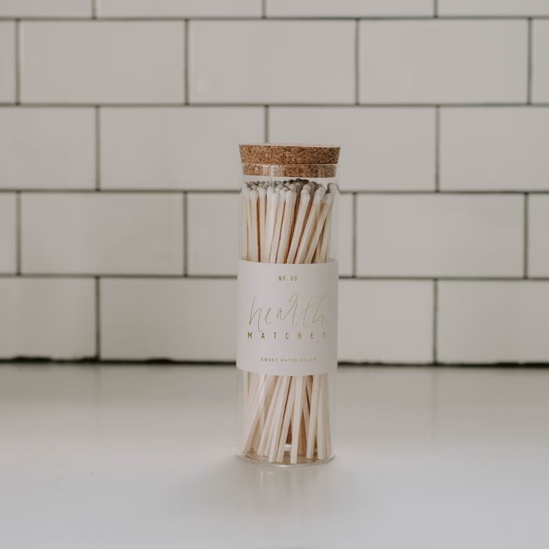 White Hearth Matches Glass Jar  Fireplace Match Bottle  | Etsy | Etsy (US)
