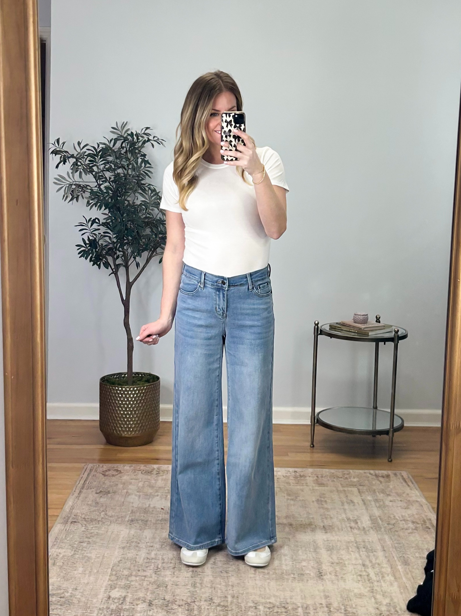 Wool blend basic tee- size M paired with adjustable waist jeans size  28

 

#LTKSeasonal #LTKootd #LTKSaleAlert